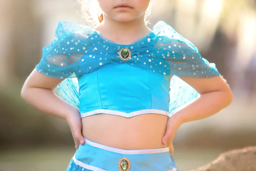 Genie Costume for Girls – Blue Arabian Princess Halloween Outfit