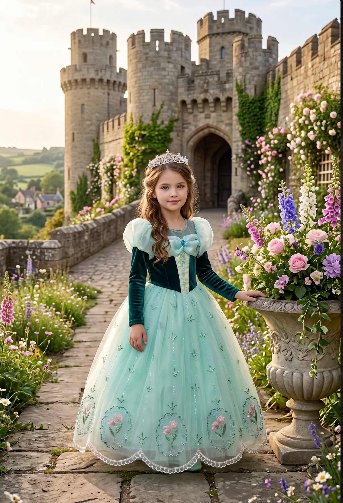 Princess Crown for Girls – Adela Silver Crystal & Pearl Tiara
