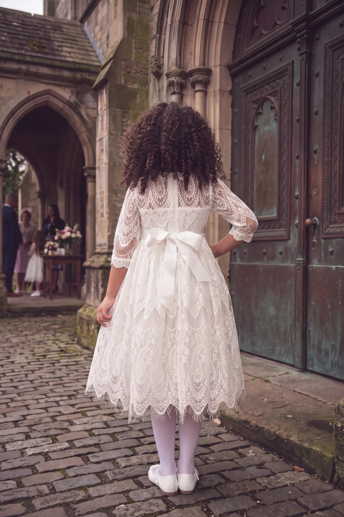 BELLA RAFAELA DRESS & BELT SET- ANTIQUE WHITE
