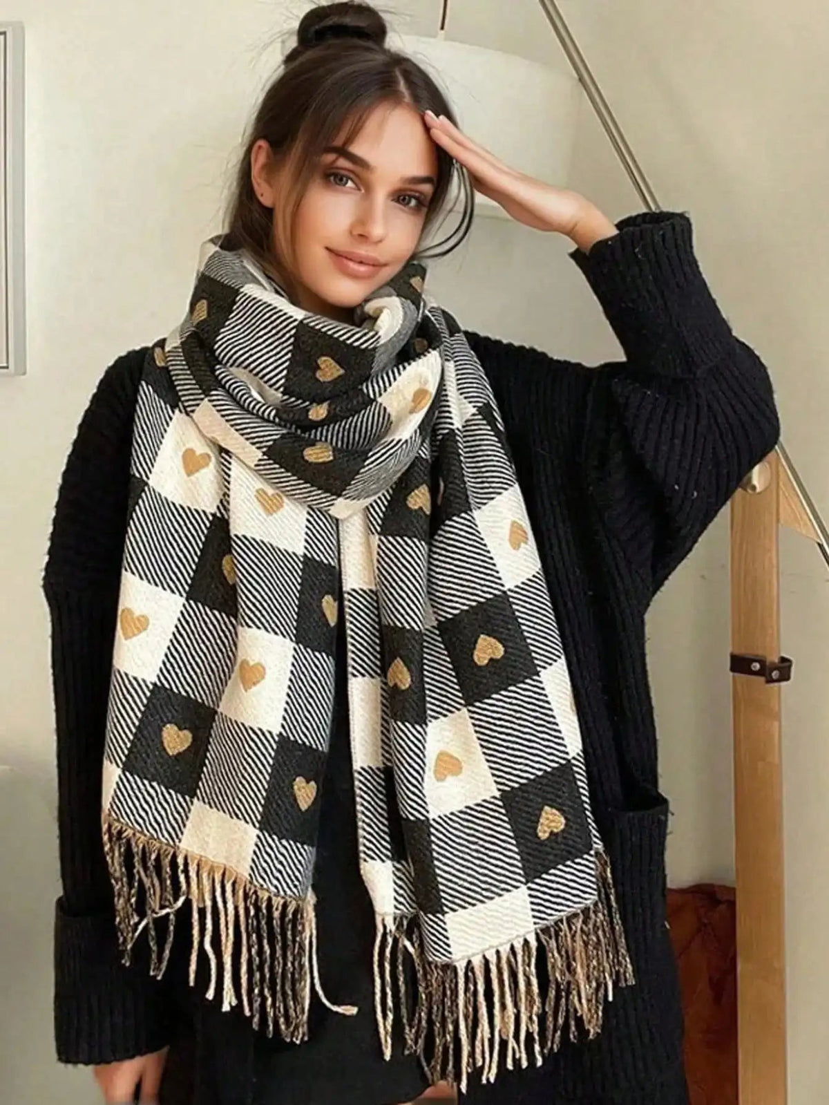 Cozy Checkered Winter Scarf Shawl 0