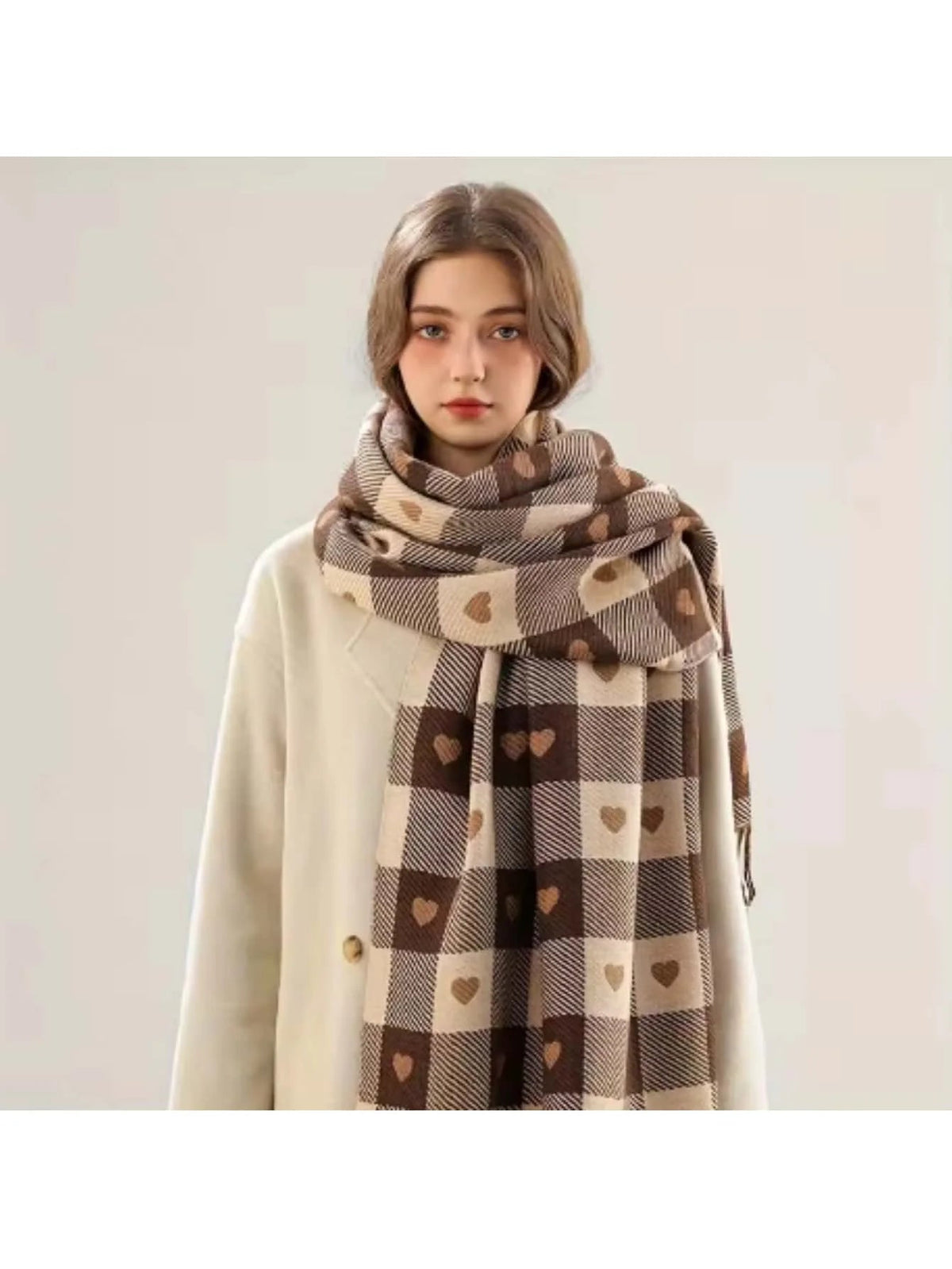 Cozy Checkered Winter Scarf Shawl 5