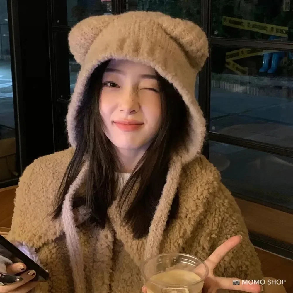 Cute Bear Ear Winter Hat 3