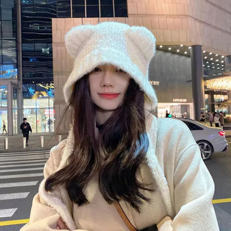 Cute Bear Ear Winter Hat 7
