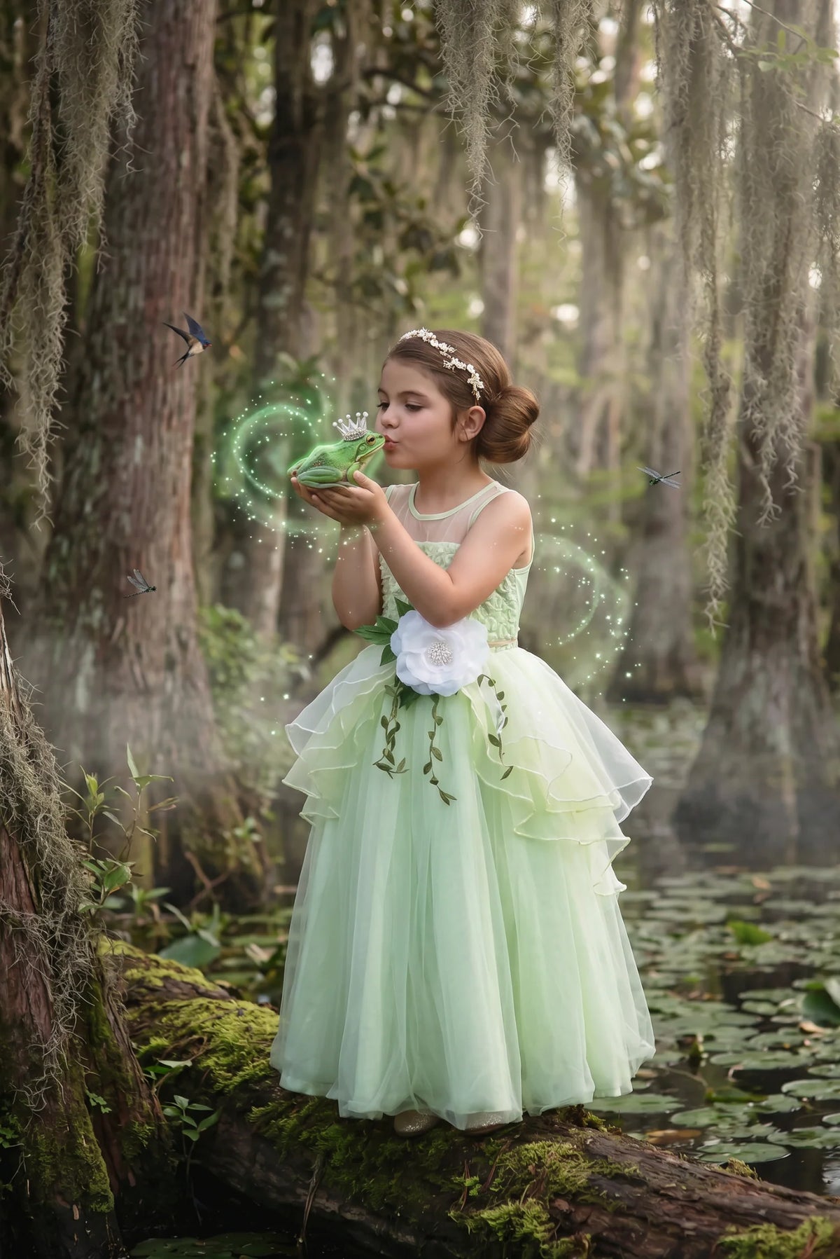 Princess Costume for Girls – Mint Green Frog Princess Gown & Belt Set