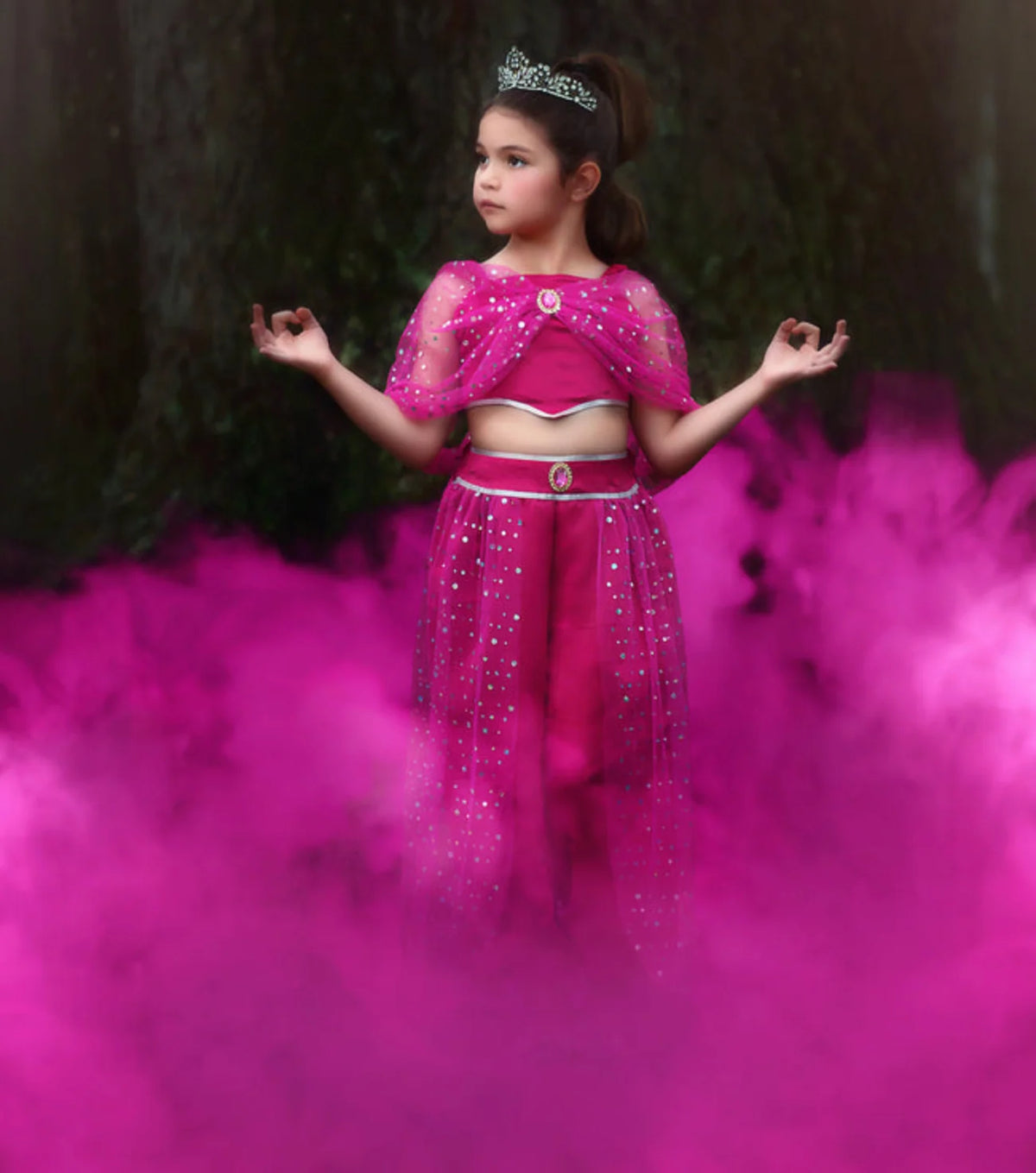 Genie Costume for Girls – Fuchsia Arabian Princess Halloween Outfit
