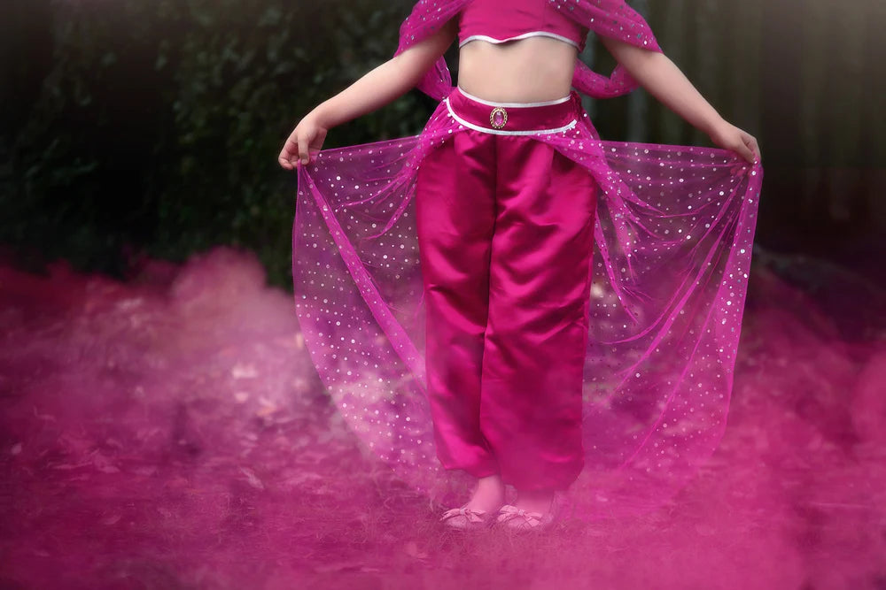 Genie Costume for Girls – Fuchsia Arabian Princess Halloween Outfit