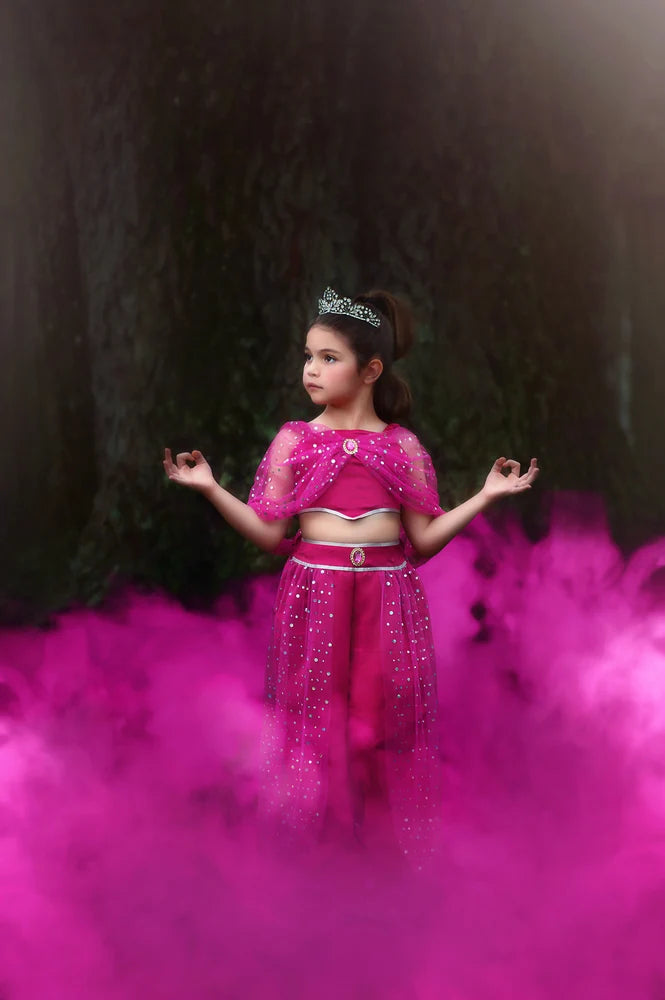 Genie Costume for Girls – Fuchsia Arabian Princess Halloween Outfit