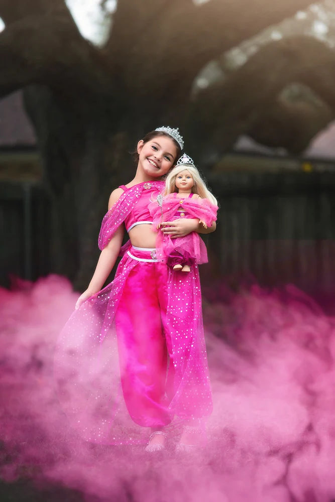 Genie Costume for Girls – Fuchsia Arabian Princess Halloween Outfit