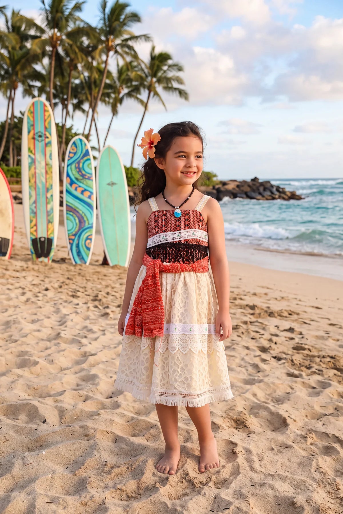Princess Costume for Girls – Hawaiian Princess Dress & Necklace Set
