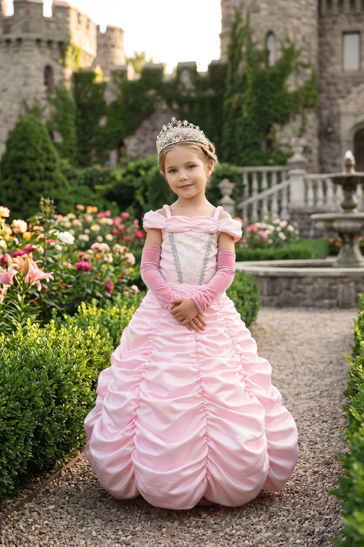 Princess Dress for Girls – Anneliese Satin Ball Gown & Glove Set