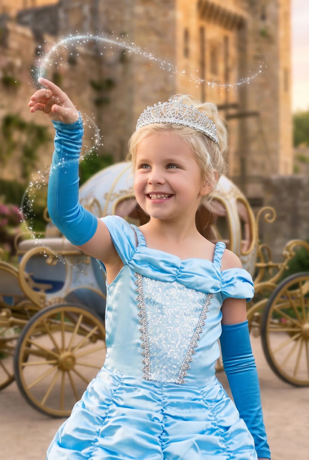 Princess Dress for Girls – Caroline Satin Ball Gown & Glove Set