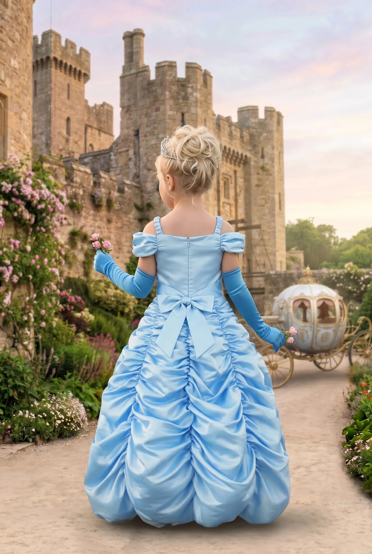 Princess Dress for Girls – Caroline Satin Ball Gown & Glove Set
