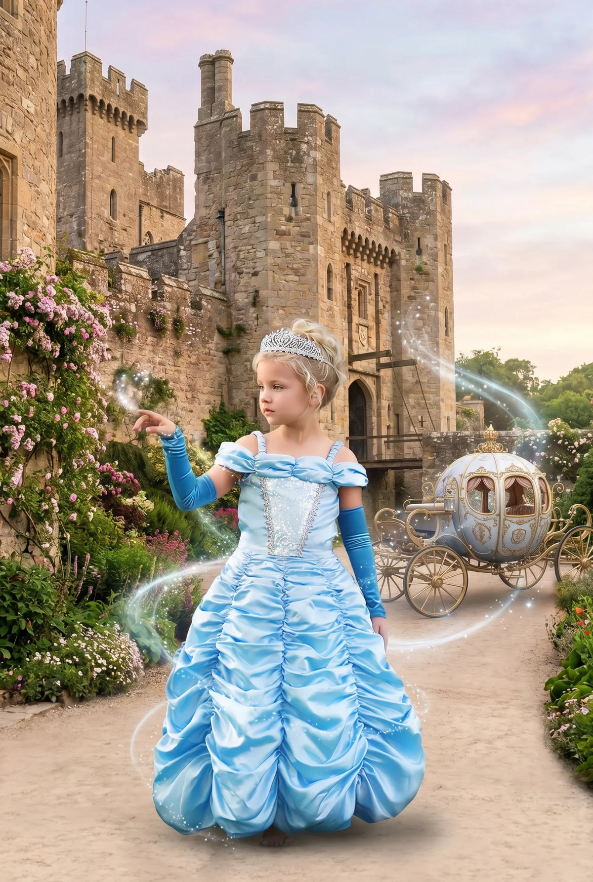 Princess Dress for Girls – Caroline Satin Ball Gown & Glove Set