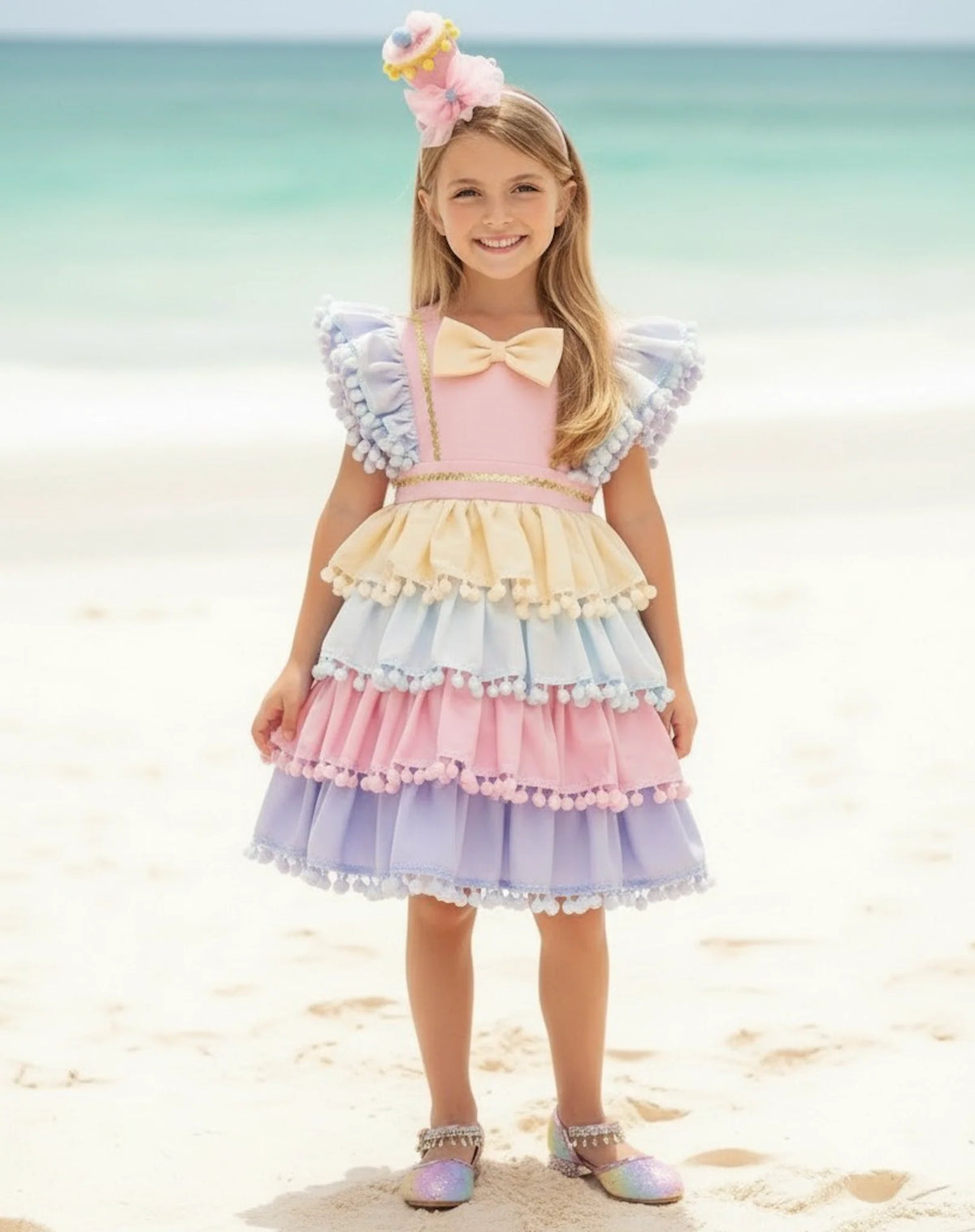 Princess Dress for Girls – Birthday Party Princess Pom-Pom Costume