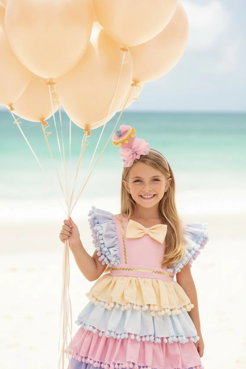Princess Dress for Girls – Birthday Party Princess Pom-Pom Costume