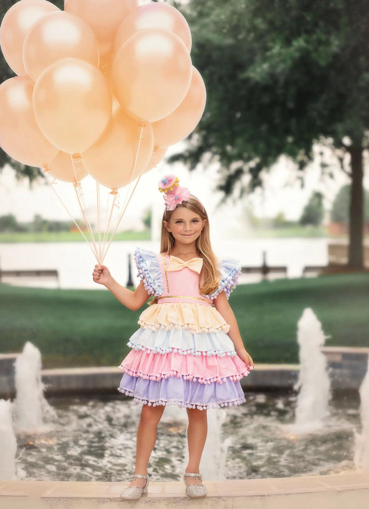 Princess Dress for Girls – Birthday Party Princess Pom-Pom Costume