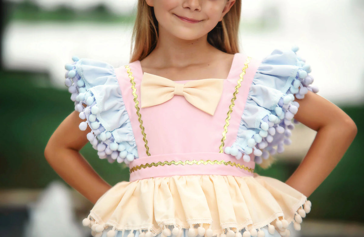 Princess Dress for Girls – Birthday Party Princess Pom-Pom Costume