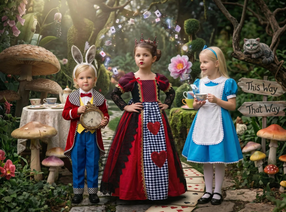 White Rabbit Costume for Kids – 4-Piece Wonderland Halloween Set