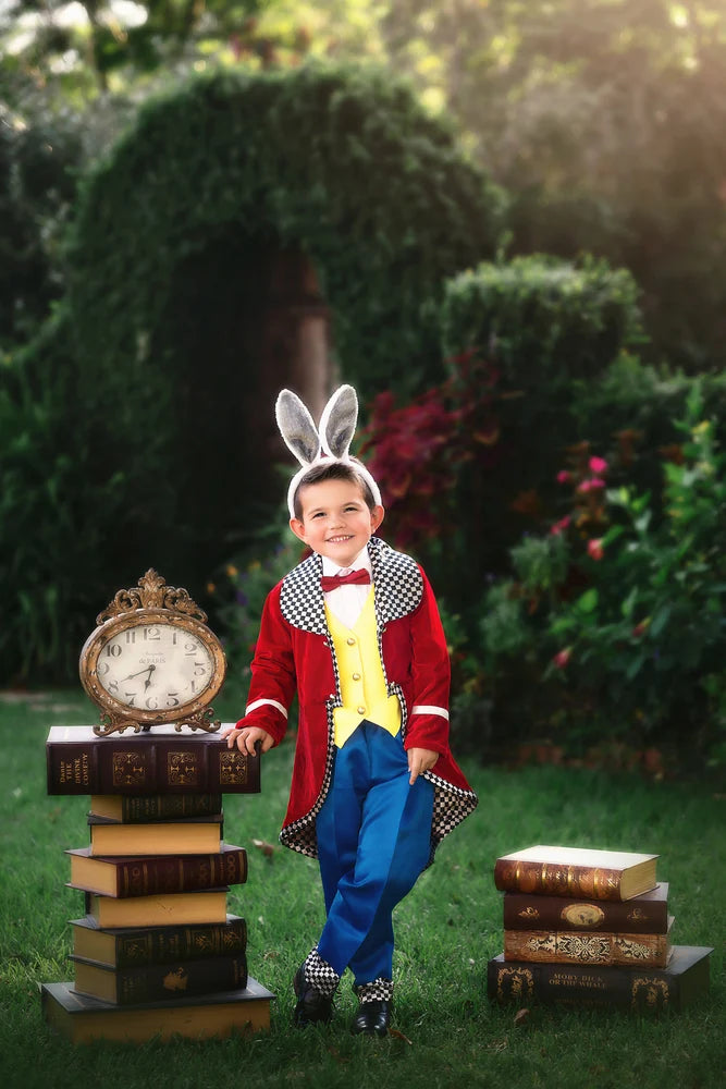 White Rabbit Costume for Kids – 4-Piece Wonderland Halloween Set