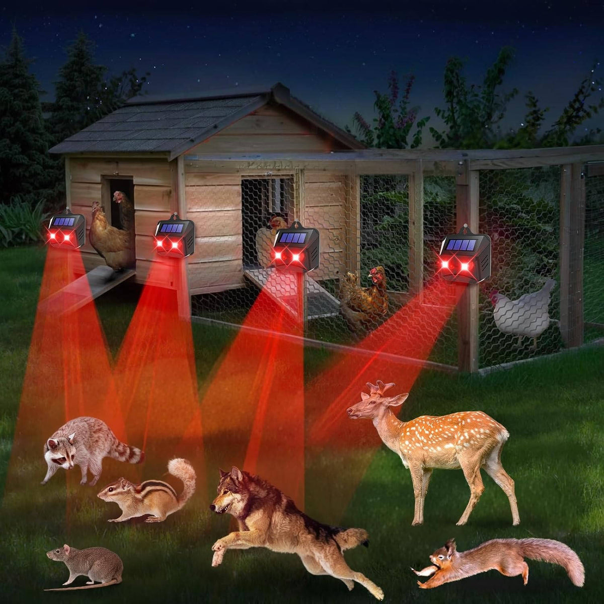 2pcs Solar Powered Ultrasonic Animal Repellent 1
