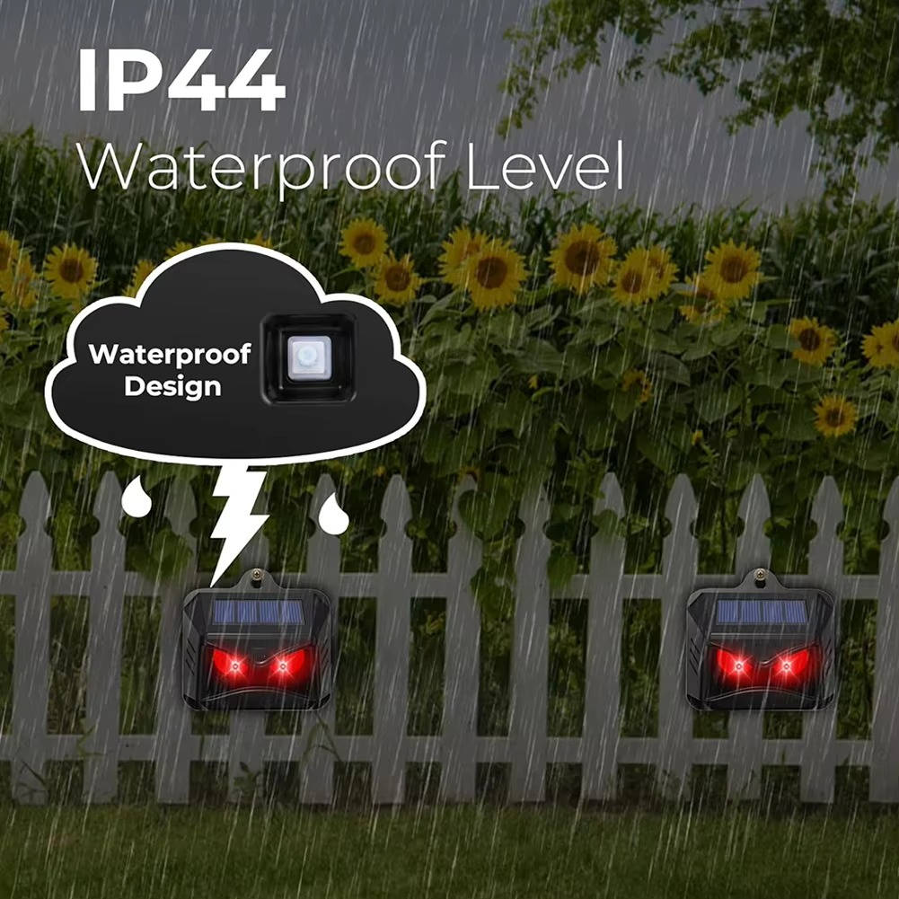 2pcs Solar Powered Ultrasonic Animal Repellent 6