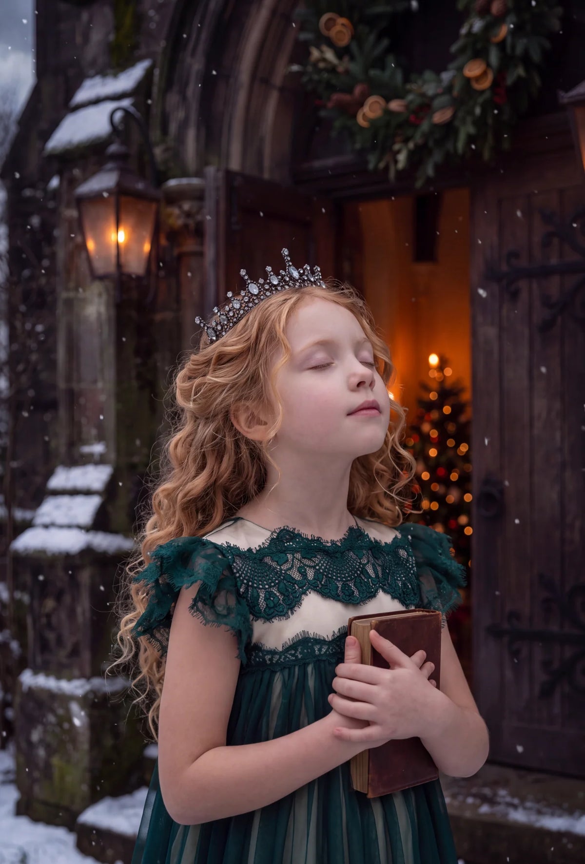 Girls Emerald Green Dress – Adriana Holiday Party Dress