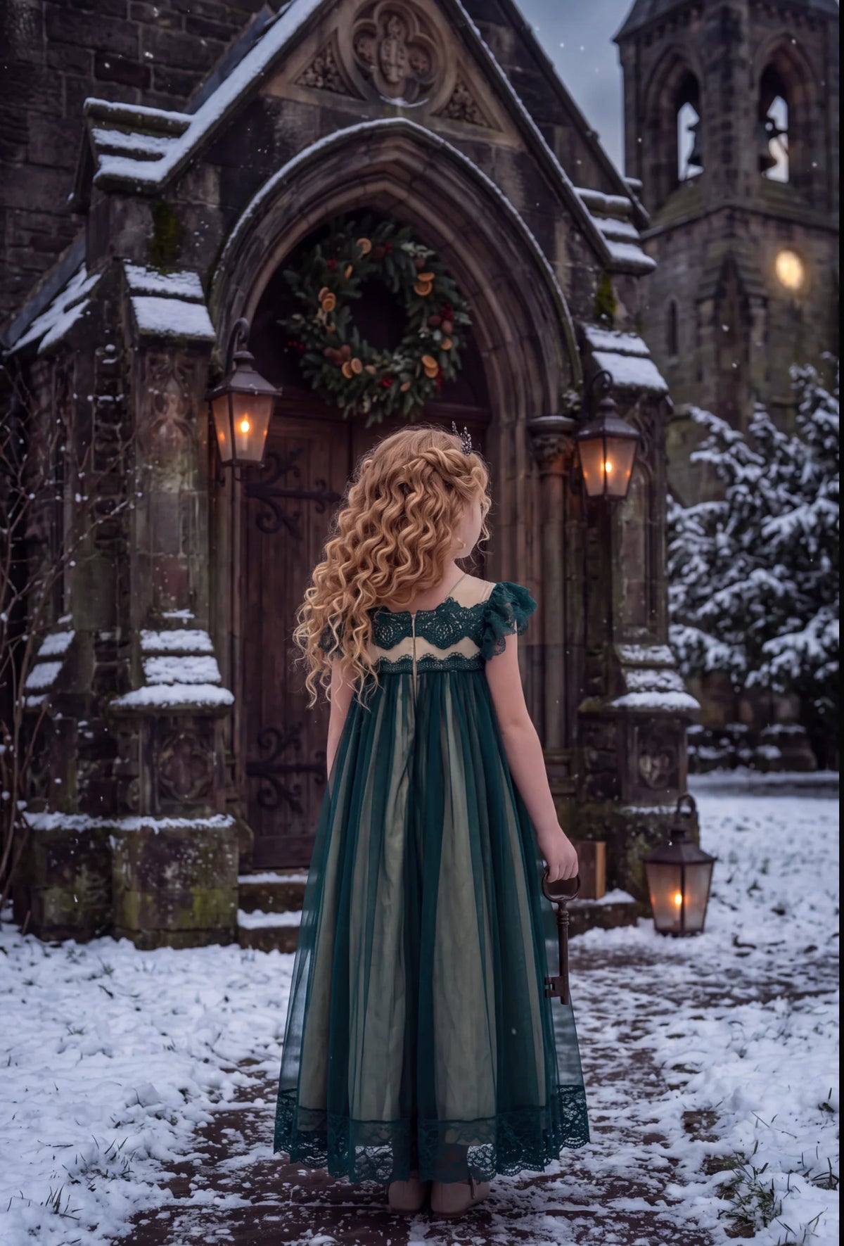 Girls Emerald Green Dress – Adriana Holiday Party Dress