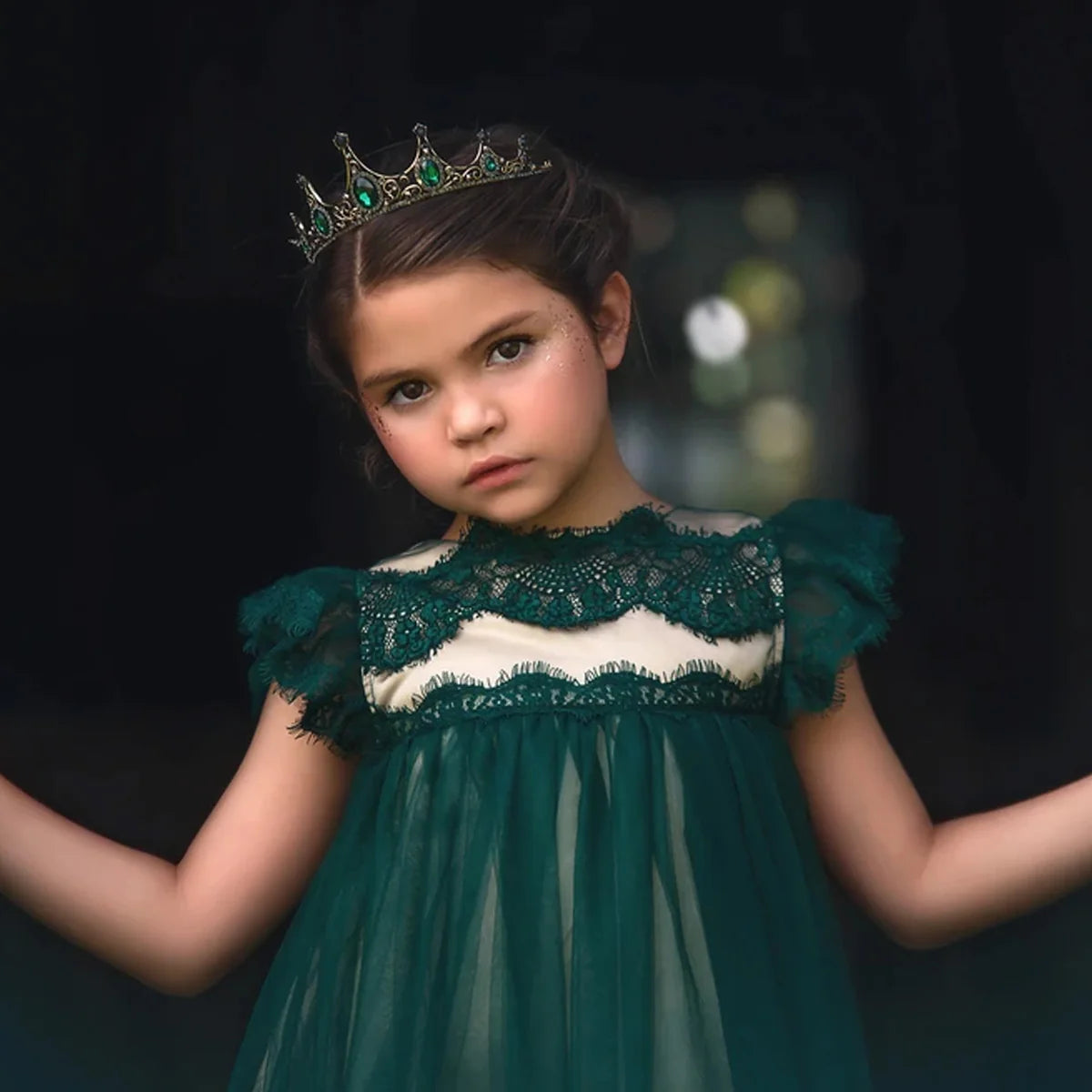 Girls Emerald Green Dress – Adriana Holiday Party Dress
