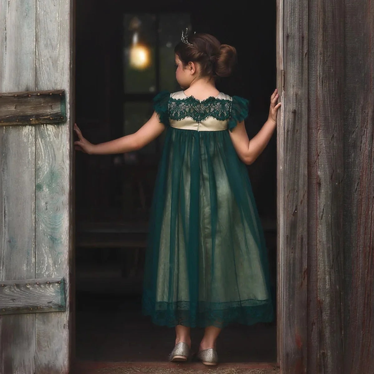 Girls Emerald Green Dress – Adriana Holiday Party Dress