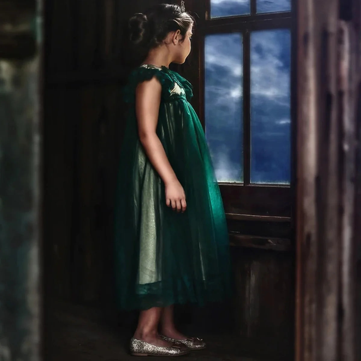 Girls Emerald Green Dress – Adriana Holiday Party Dress