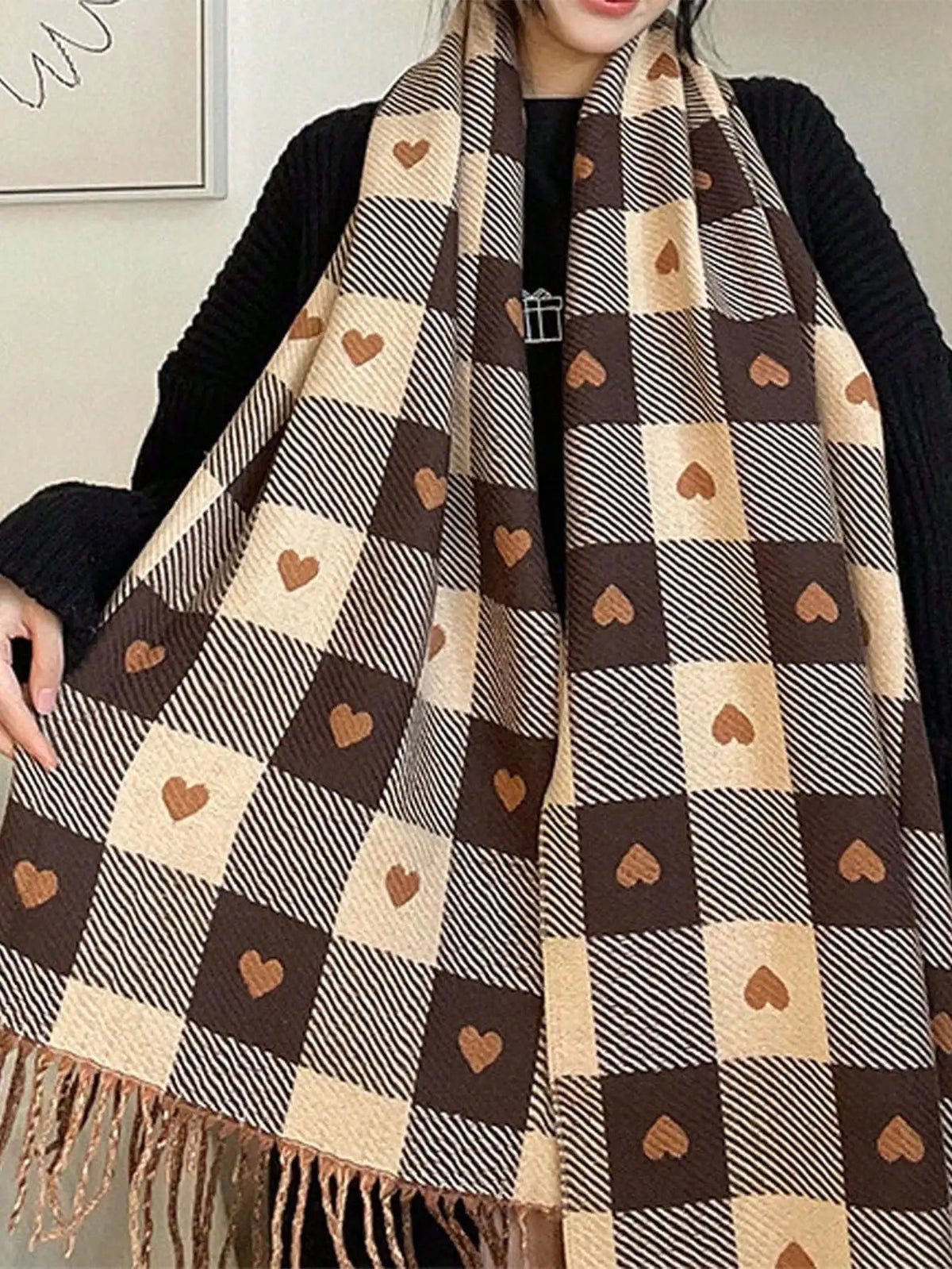 Cozy Checkered Winter Scarf Shawl 2