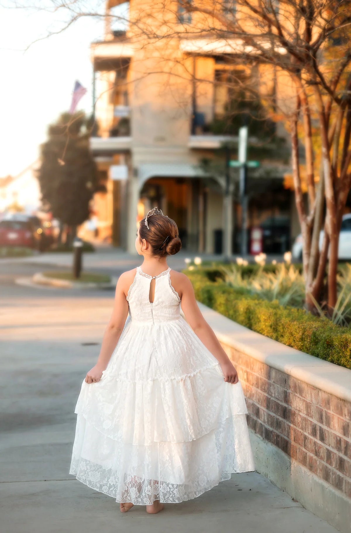 Girls White Maxi Dress – Dominique Halter Neck Special Occasion Dress