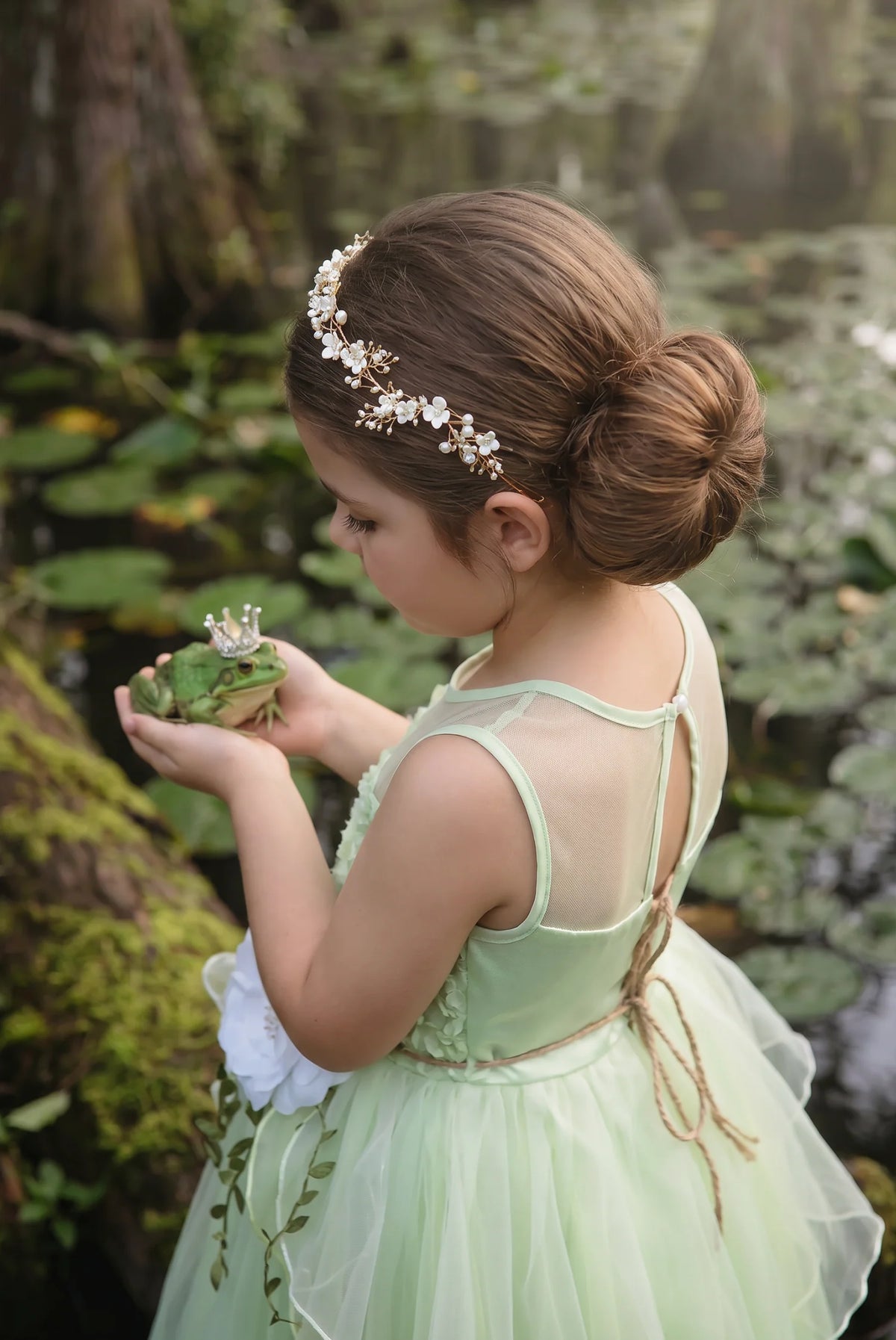 Princess Costume for Girls – Mint Green Frog Princess Gown & Belt Set