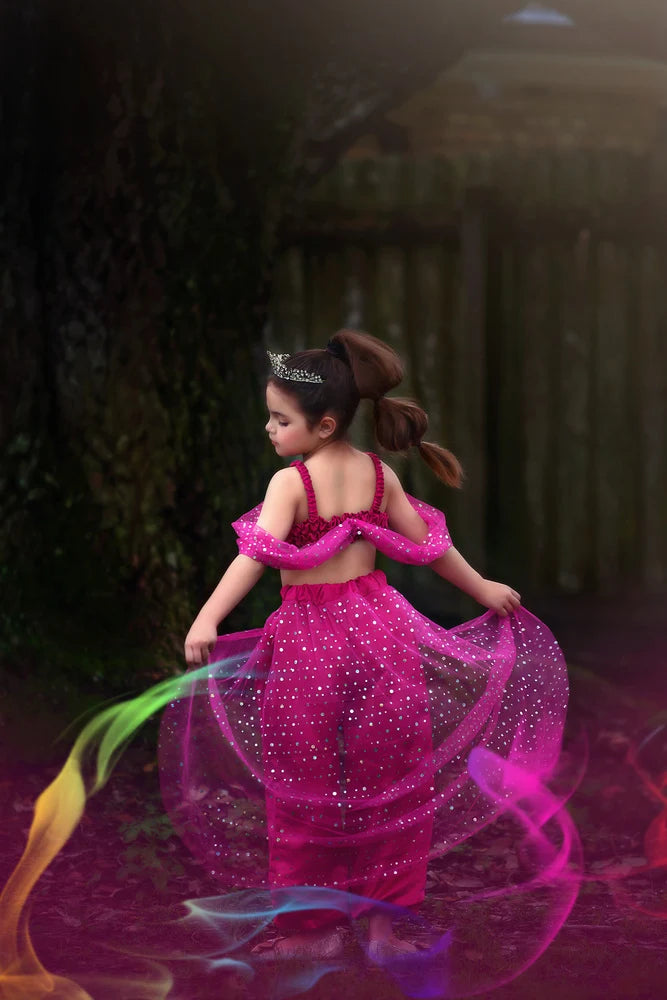 Genie Costume for Girls – Fuchsia Arabian Princess Halloween Outfit