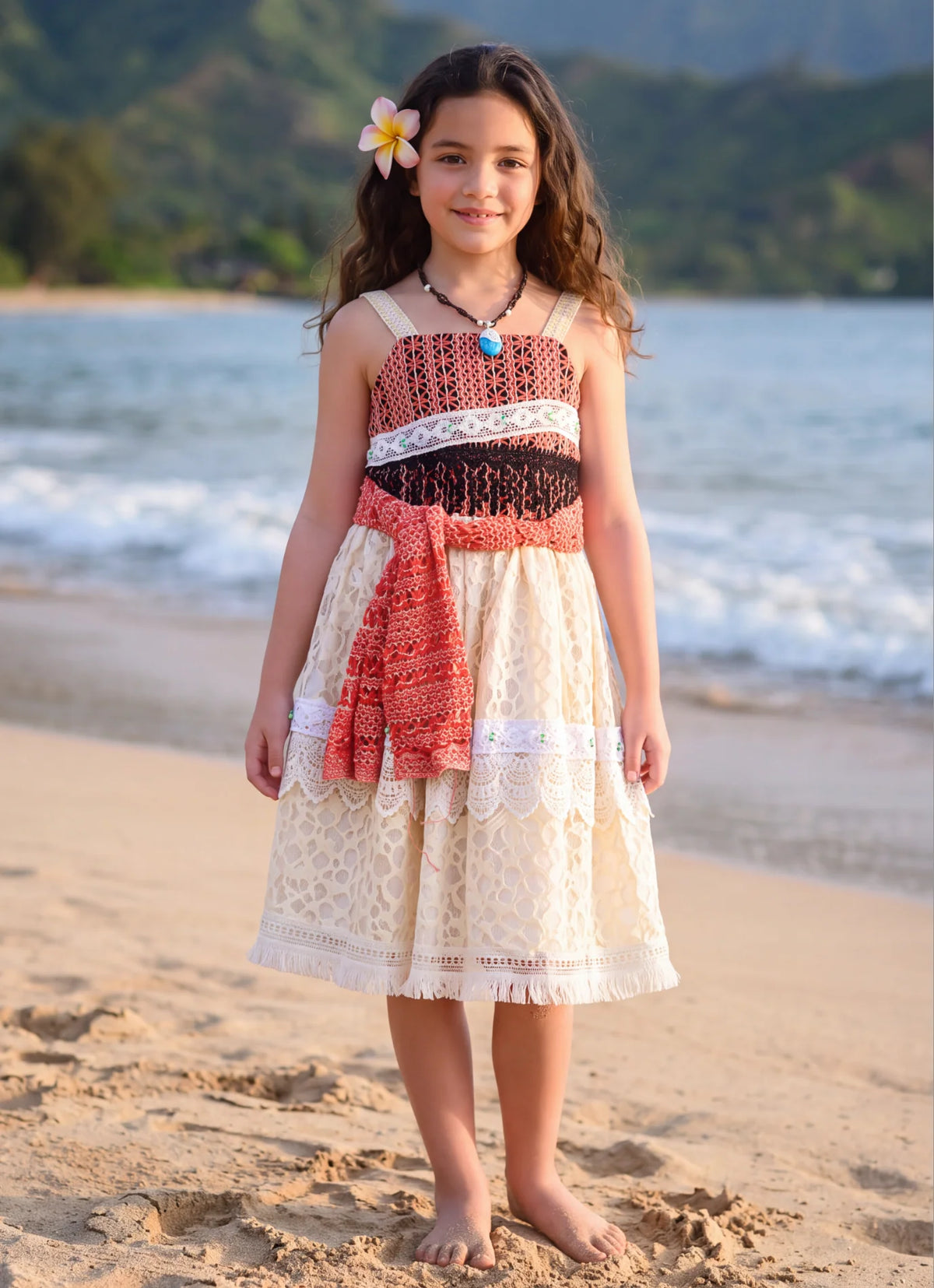 Princess Costume for Girls – Hawaiian Princess Dress & Necklace Set