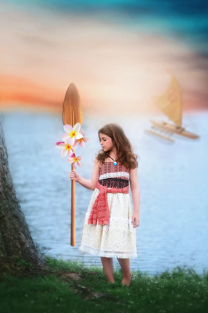 Princess Costume for Girls – Hawaiian Princess Dress & Necklace Set