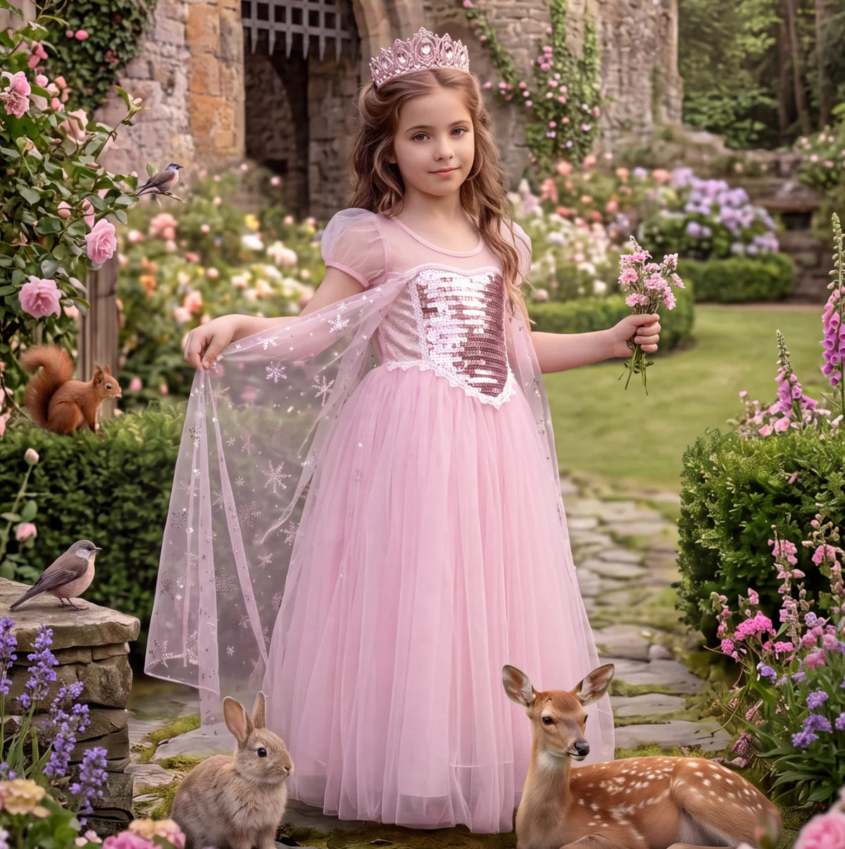 Princess Costume for Girls – Juliet Gown with Sheer Cape