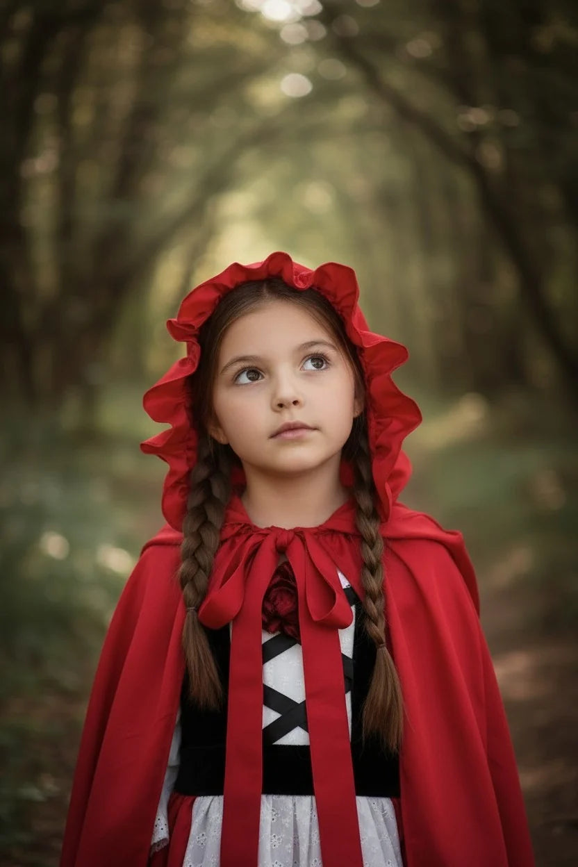 Little Red Riding Hood Costume for Girls – Luxe Dress & Cape Set