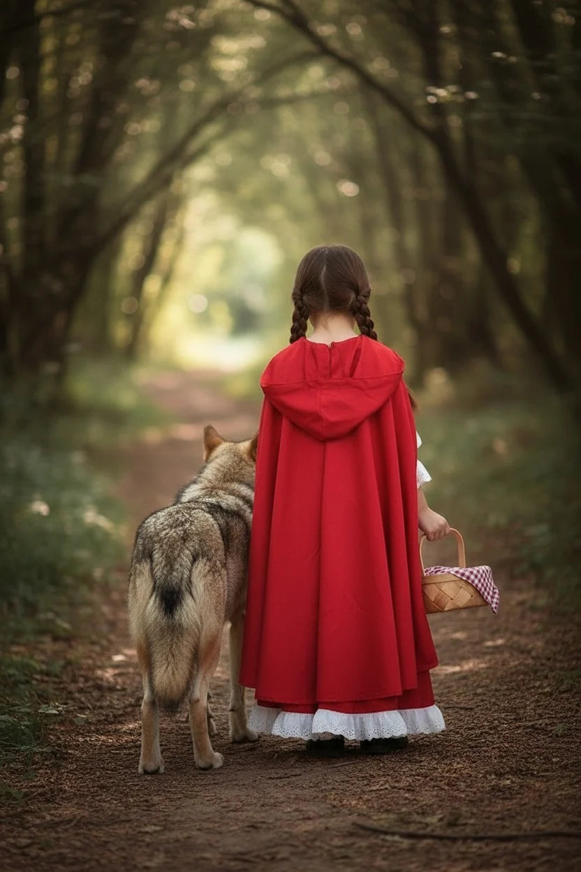 Little Red Riding Hood Costume for Girls – Luxe Dress & Cape Set