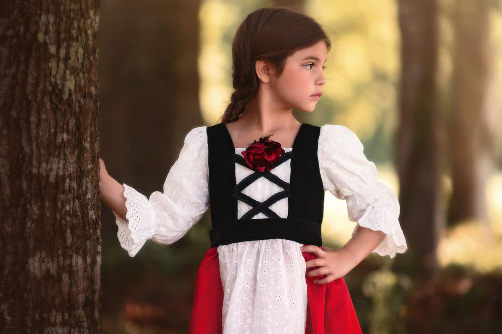 Little Red Riding Hood Costume for Girls – Luxe Dress & Cape Set
