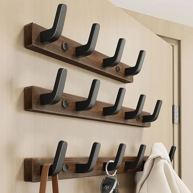 Minimalist Wall-Mounted Coat Hook with Wood & Metal Coat Holder 0