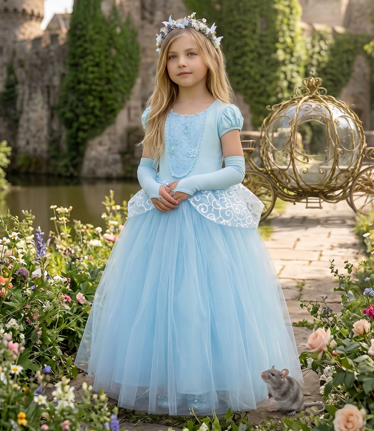 PRINCESS ADELINE GOWN & GLOVES SET BLUE 0