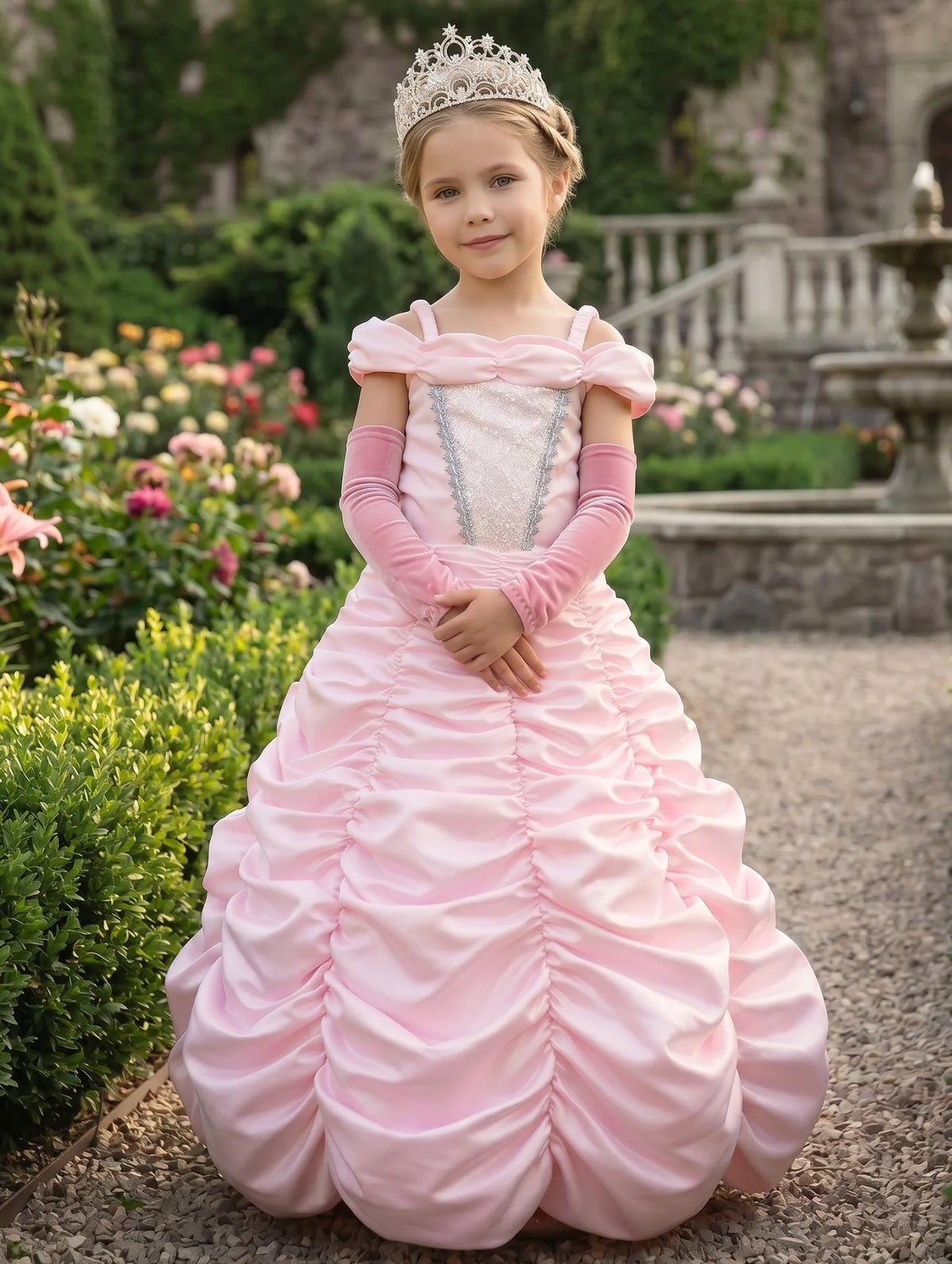 Princess Dress for Girls – Anneliese Satin Ball Gown & Glove Set