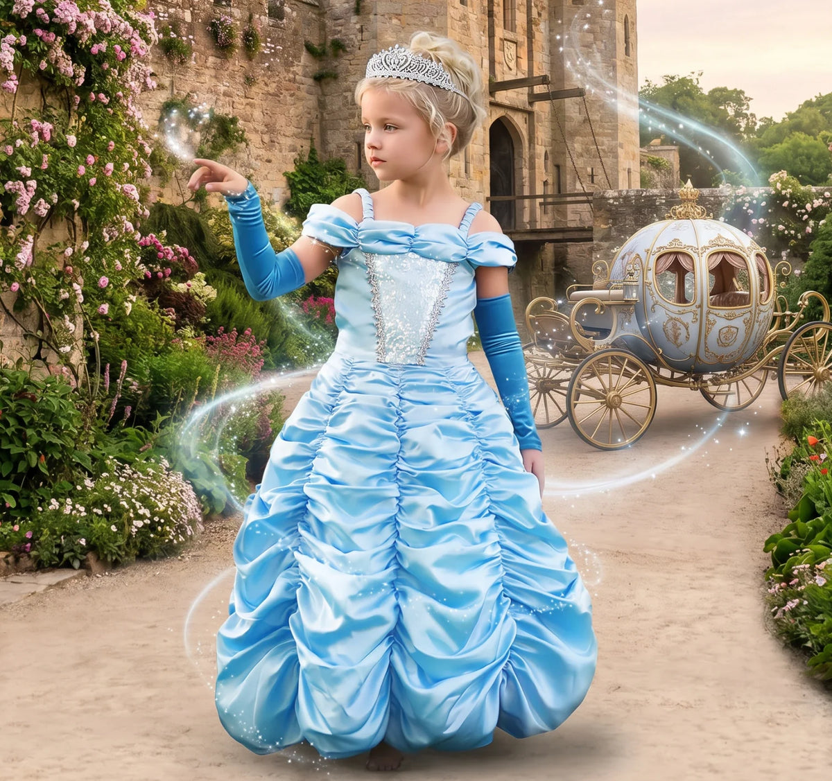 Princess Dress for Girls – Caroline Satin Ball Gown & Glove Set