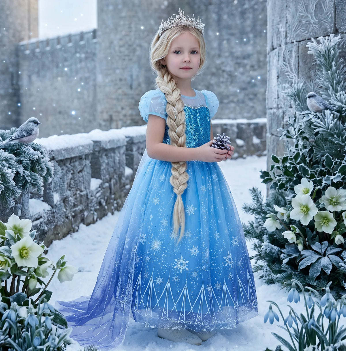 Princess Costume for Girls – Lorelai Short Sleeve Ice Queen Dress