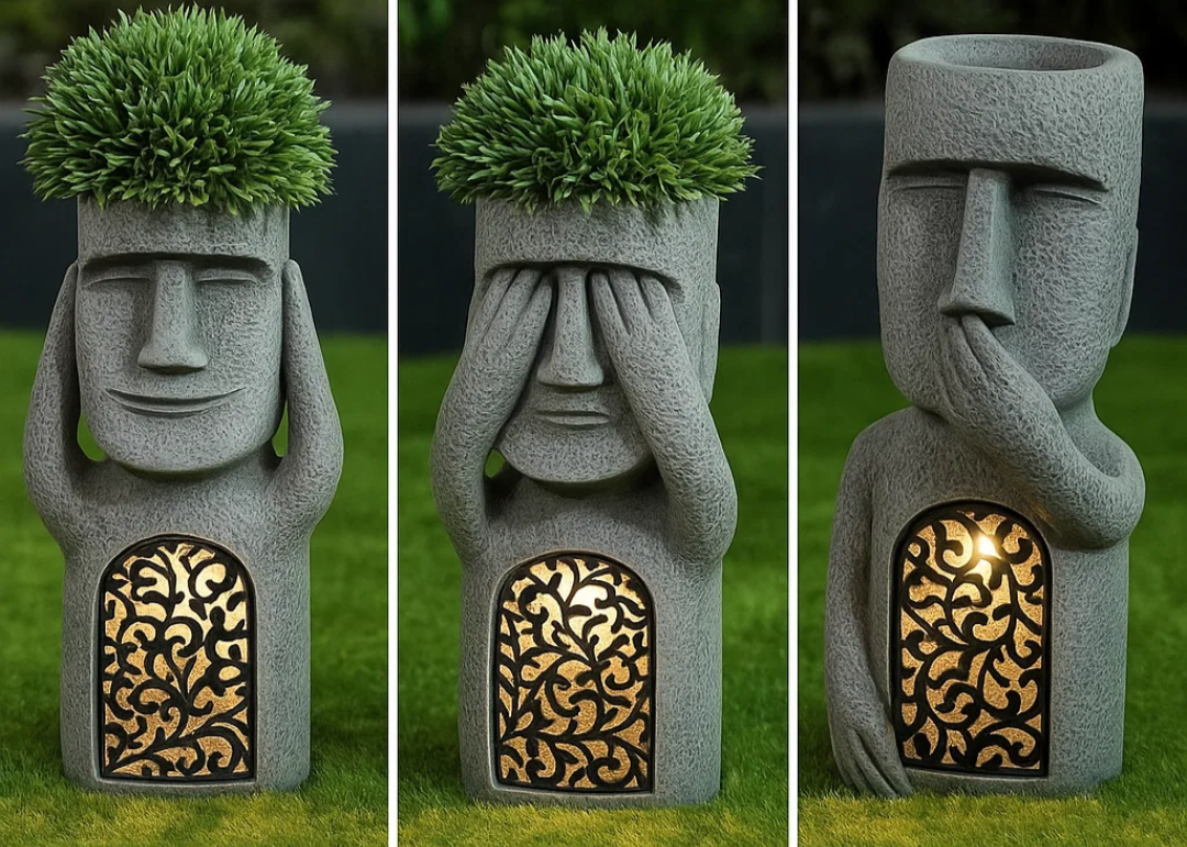 StoneGlow | Solar Garden Statue – Artistic Lighting with Cultural Charm 4