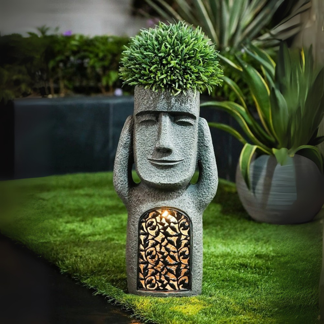 StoneGlow | Solar Garden Statue – Artistic Lighting with Cultural Charm 9