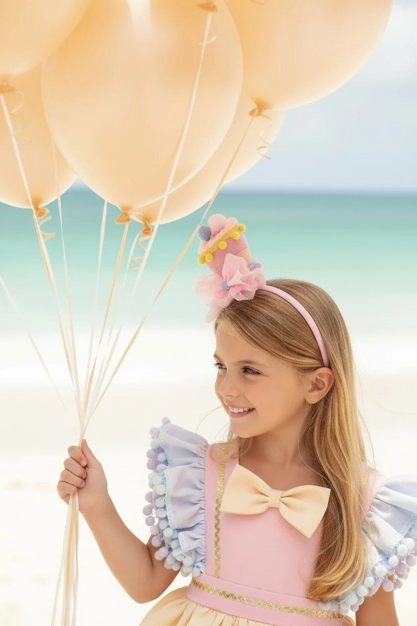 Princess Dress for Girls – Birthday Party Princess Pom-Pom Costume