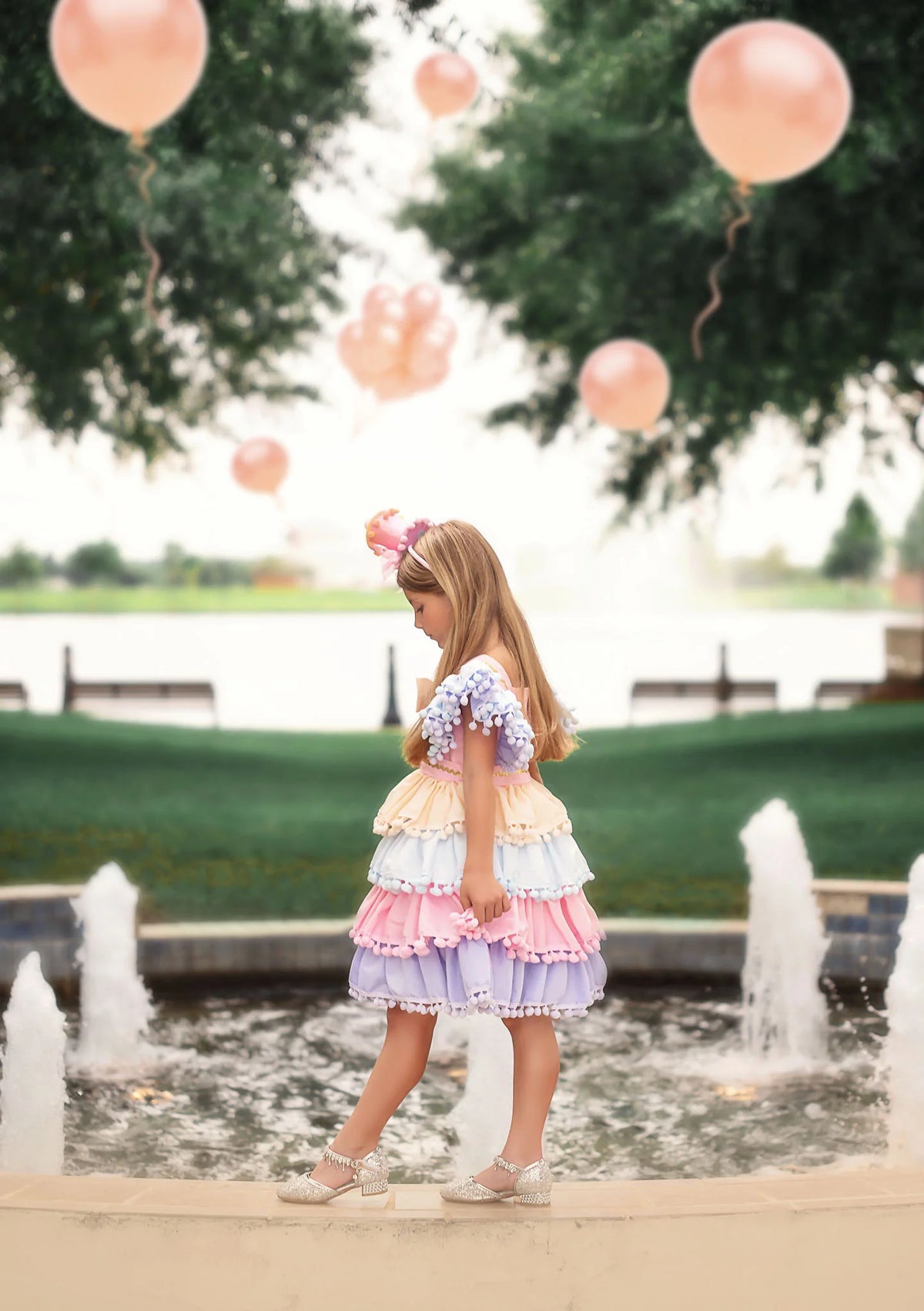 Princess Dress for Girls – Birthday Party Princess Pom-Pom Costume
