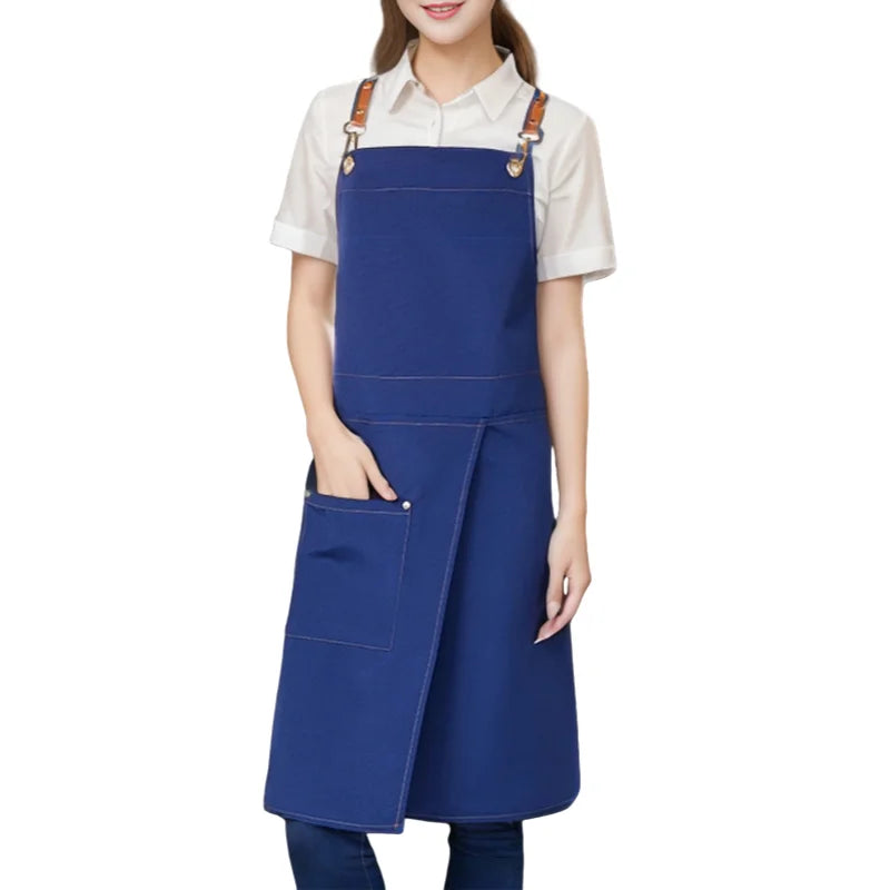WorkEase | Waterproof Canvas Apron | Split Skirt Design with Pockets 4